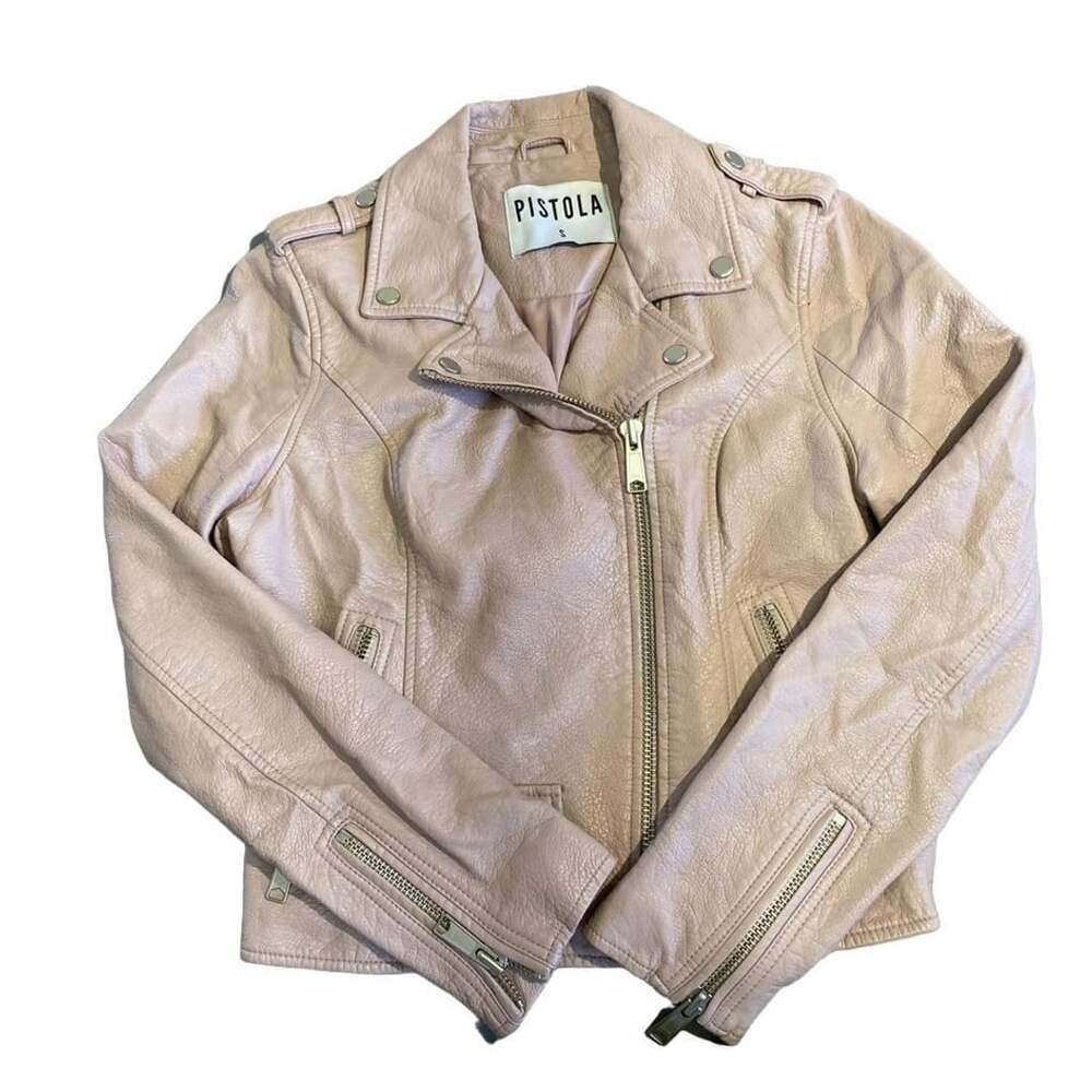 Pistola Leather Moto Jacket Size S Pink Biker